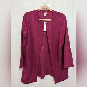 Chicos suede like aubergine dressy coat size 1P
